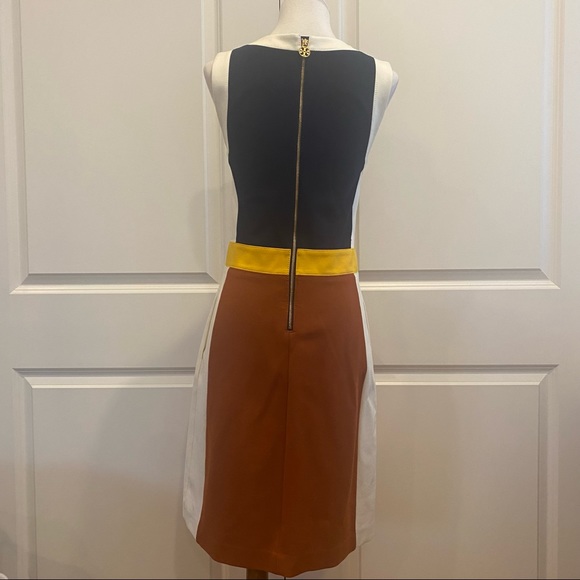 TORY BURCH Sleeveless Mod Design (Navy Rust & Gold) Midi A-line Dress - Picture 5 of 9